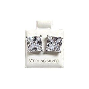 Unisex .925 Silver Princess Zirconia stud earrings